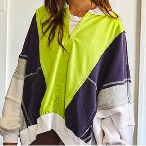 Buckle list street race oversized color block jacket